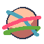 APP ICON: Saturn. IMAGE DESCRIPTION: Pixel art of a simplistic, beige planet, with three rings around it: red, green and blue respectively.