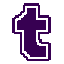 APP ICON: My Tumblr. IMAGE DESCRIPTION: A purple lowercase T, with a white outline inside - a crude approximation of Tumblr's logo.